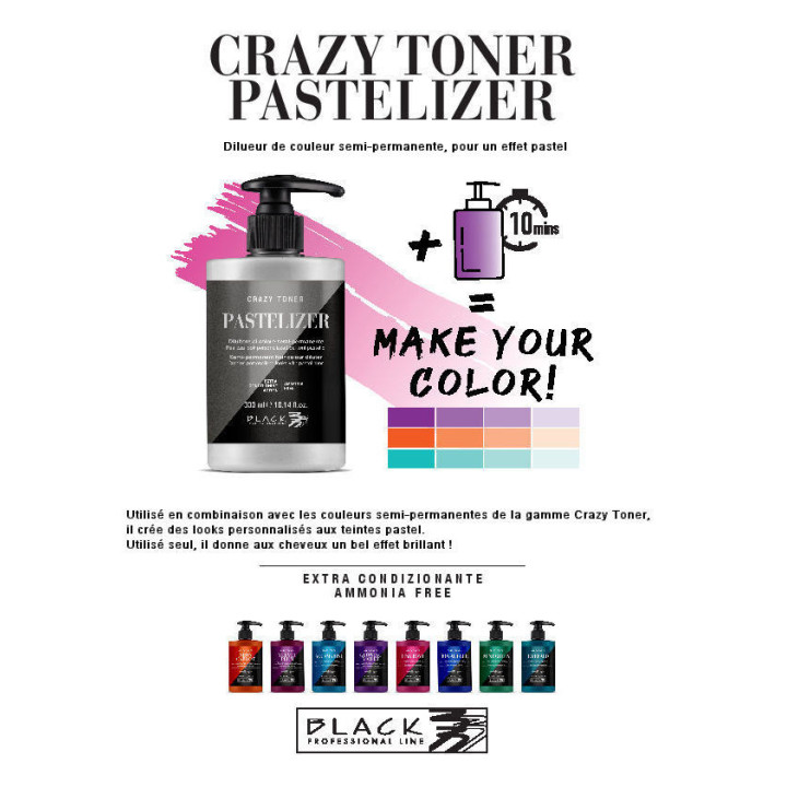 Coloration semi-permanente "Crazy Toner", Soin repigmentant (300 ml)