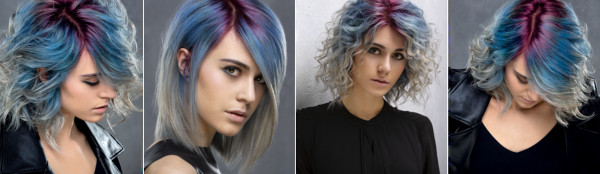 GLACIER réalisation : Décolorer les racines, les longueurs et les pointes jusqu'à une hauteur de ton de neuf. Mélanger la coloration Black Professional Sintesis 7.27 au 20 volumes et appliquer le mélange directement sur les racines. Mélanger la coloration Black Glam Colors Gl-C1 au 20 volumes et appliquer le mélange à mi-longueur des cheveux, en mélangeant le mélange avec la teinte 7,27 au point où les deux couleurs se rencontrent. Appliquer, selon l'harmonie des trois couleurs. Mélanger la coloration Black Professional Sintesis 0.11 au 20 volumes et appliquer le mélange sur les longueurs et les pointes inférieures des cheveux, en mélangeant le mélange avec la teinte GL-C1 au point où les deux couleurs se rencontrent.