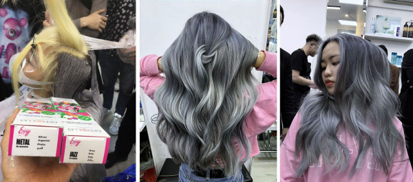 Coloration Enjoy : Gris + Argent sur base jaune ! ! !